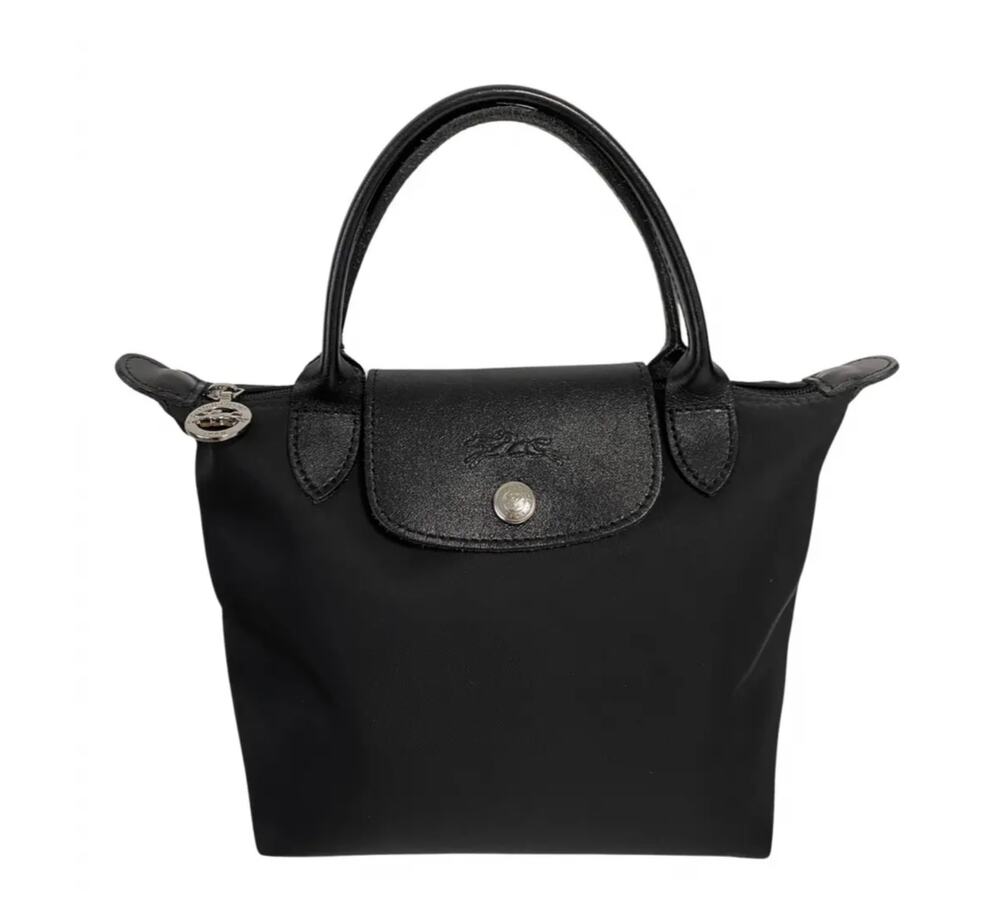 LONGCHAMP Le Pliage Depose XS Top Handle Handbag All Black Lightweight Bag